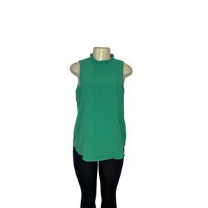 Sleeveless Green Ruffle Neck Top By Rielle Size S - New